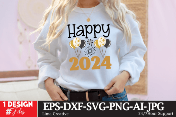 Happy 2024 SVG Cut File for T-Shirt Designs & Graphics