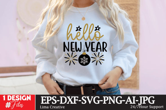 Hello New Year SVG Cut File for Graphics and T-Shirt Designs
