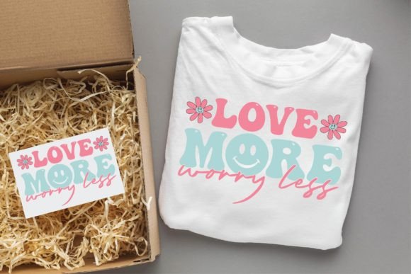 Love More Worry Less Groovy Graphics & T-Shirt Designs